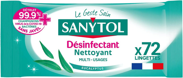 Sanytol - Multi-Purpose Disinfectant Wipes Eucalyptus x 72 Wipes