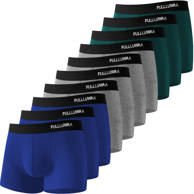 Pack of 10 Men's Boxer Shorts Cotton, Comfortable and Soft - Fitted, Ultra Elastic Waistband - Soft